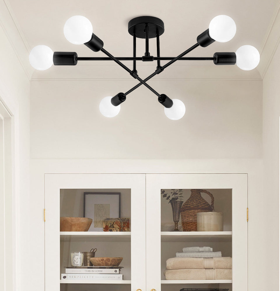 Dopwii Lámpara De Techo Colgante Iluminación Moderna Negro 6 Luces