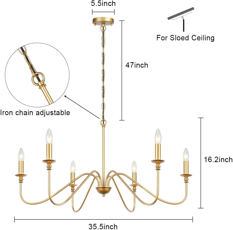 Preventa: Lámpara de araña hierro 6 luces dorada, moderna y elegante. Perfecta para comedor, sala, dormitorio, oficina, bar.
