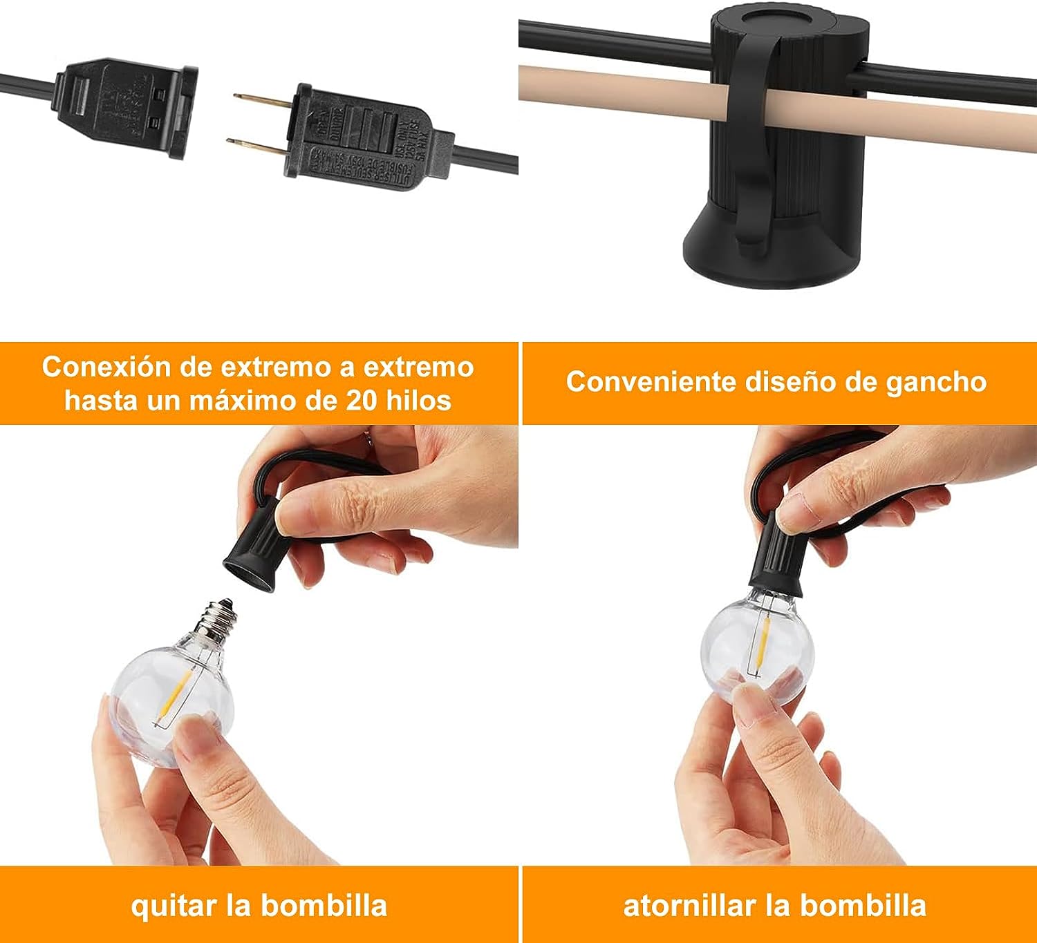 Preventa: Guirnalda de Luces Led para Exterior 15M,25+2 Luces Exteriores para Jardin