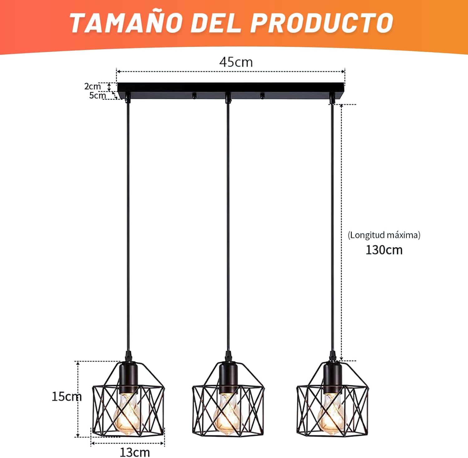 DOPWII Lámparas de Techo con 3 Cabezales, Lluminación Colgantes de Metal Negro