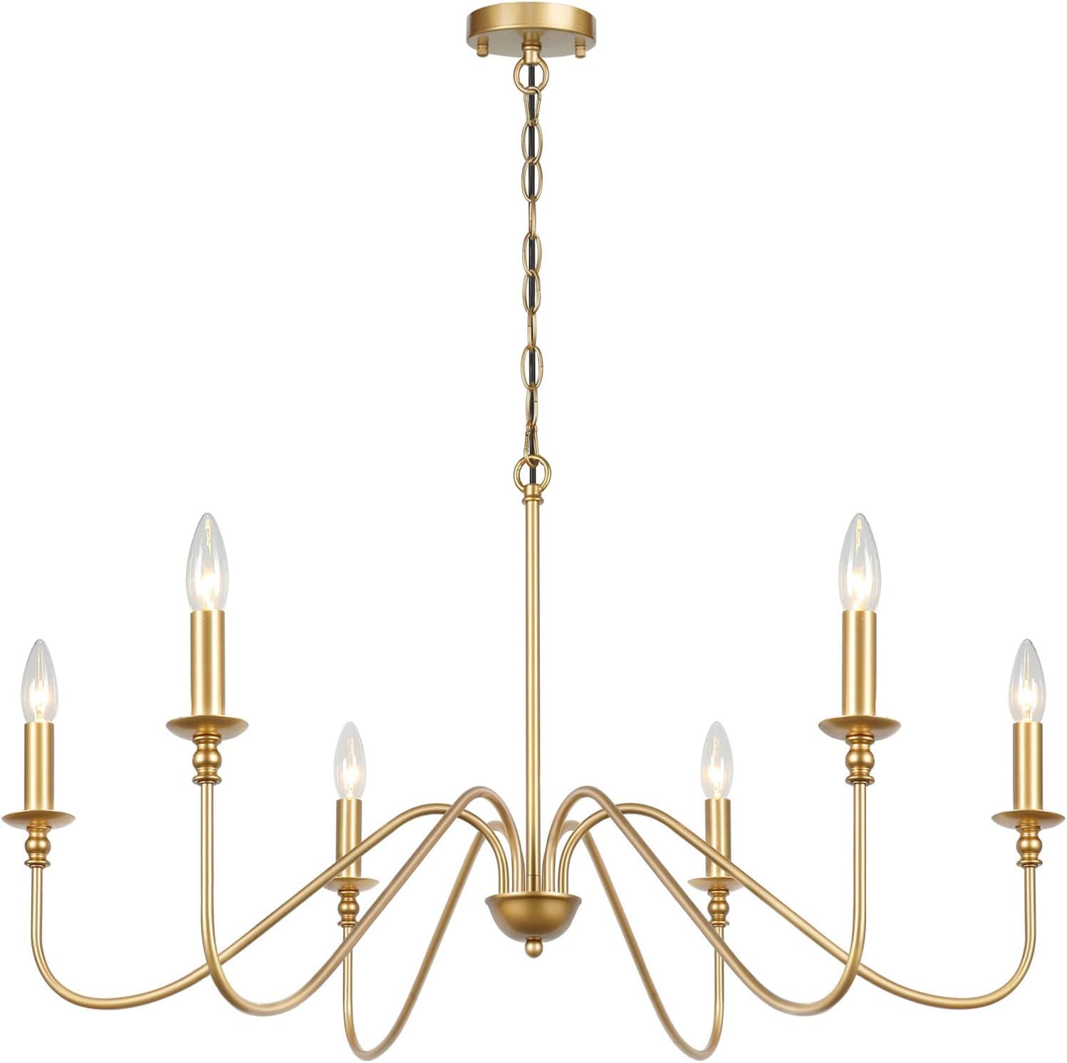 Preventa: Lámpara de araña hierro 6 luces dorada, moderna y elegante. Perfecta para comedor, sala, dormitorio, oficina, bar.