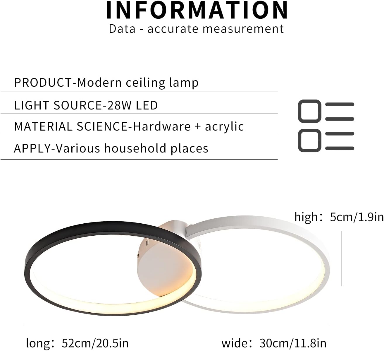 Preventa: La lámpara empotrada en blanco y negro para techos