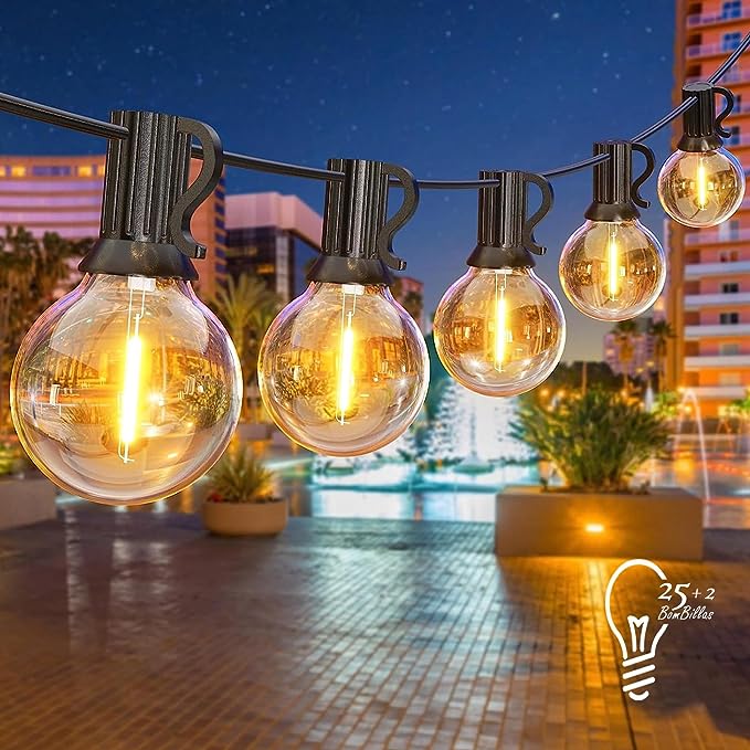 Preventa: Guirnalda de Luces Led para Exterior 15M,25+2 Luces Exteriores para Jardin