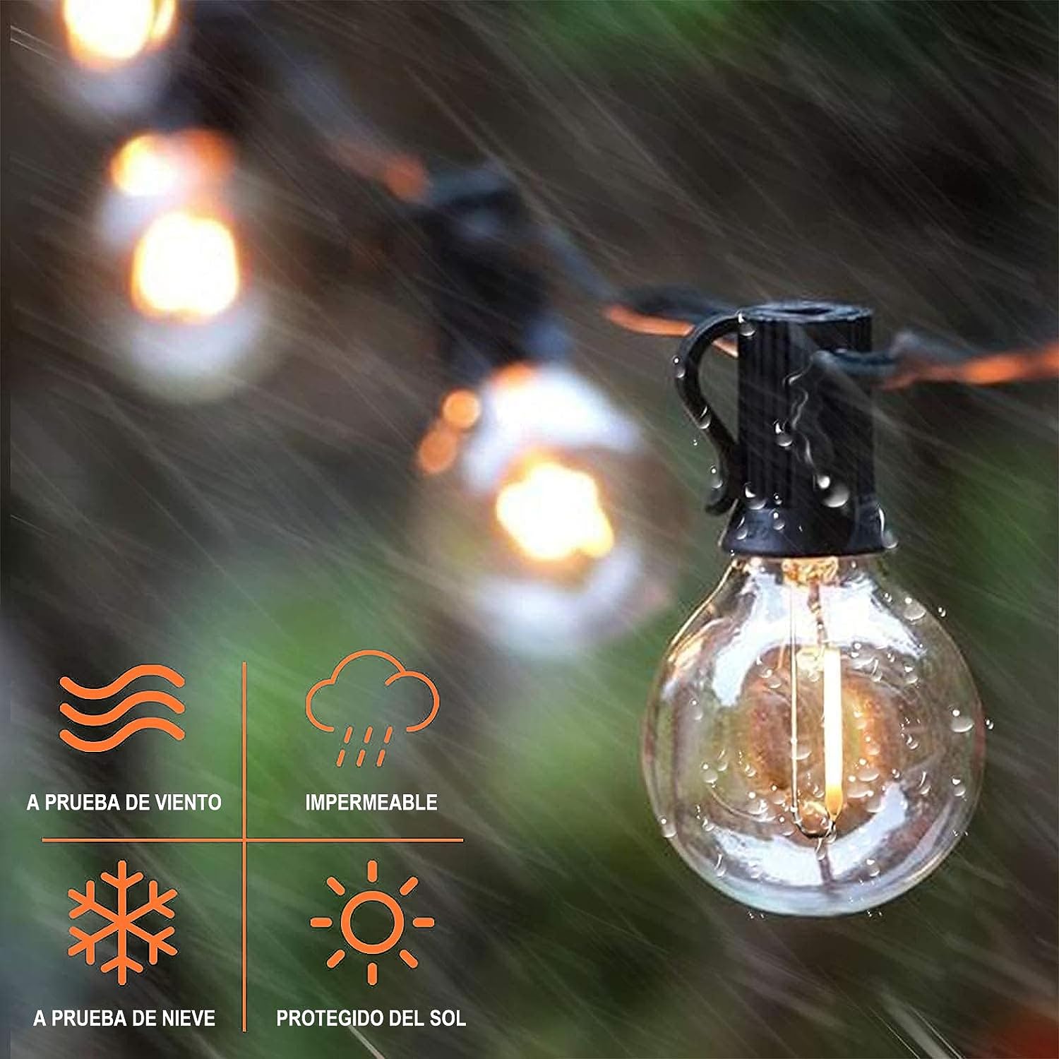 Preventa: Guirnalda de Luces Led para Exterior 15M,25+2 Luces Exteriores para Jardin