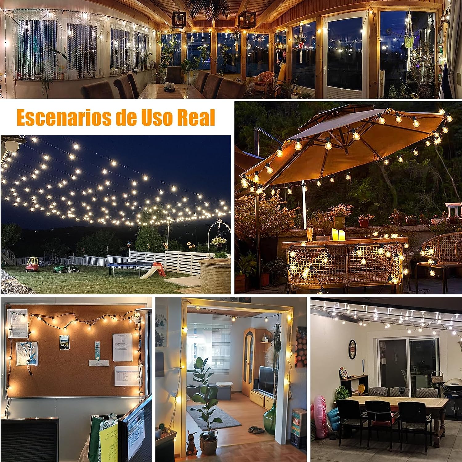 Preventa: Guirnalda de Luces Led para Exterior 15M,25+2 Luces Exteriores para Jardin