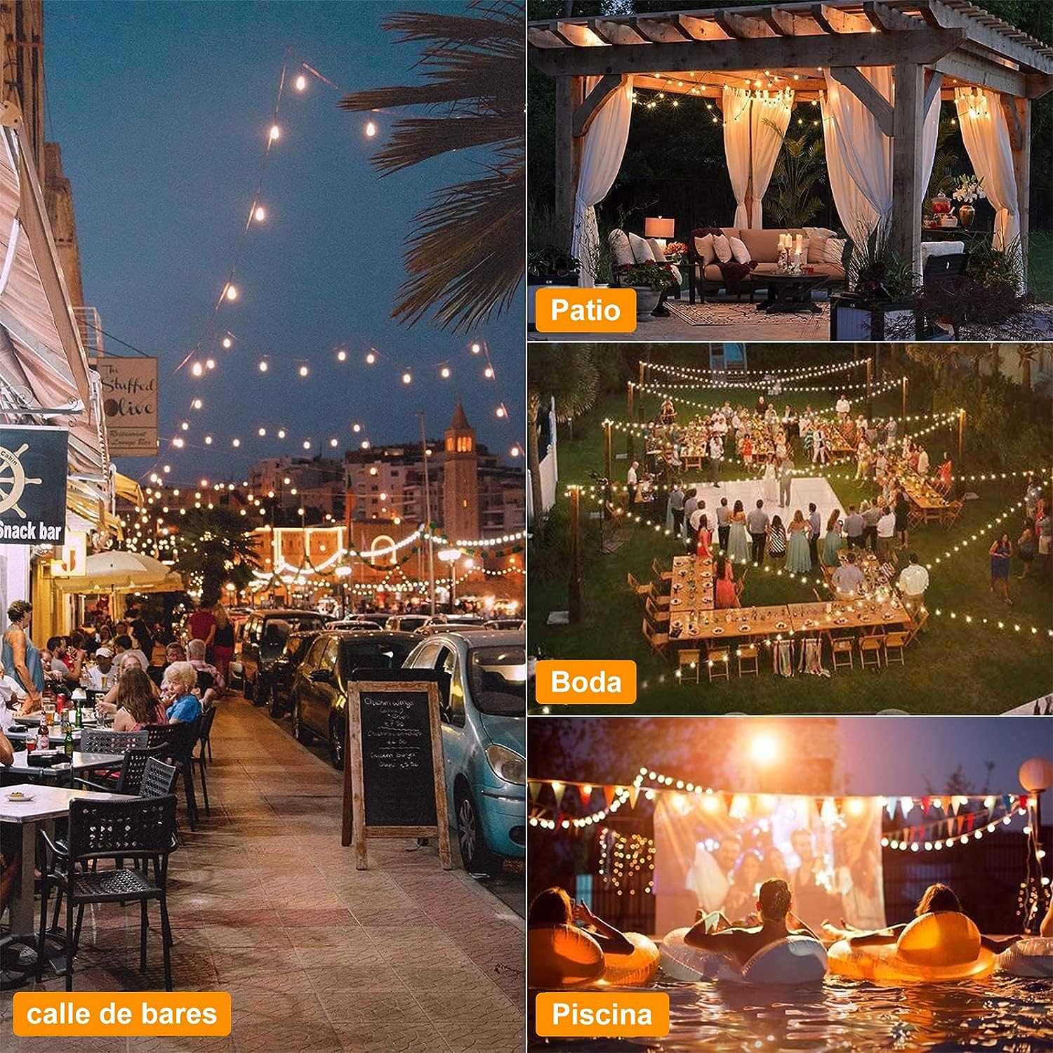 Preventa: Guirnalda de Luces Led para Exterior 15M,25+2 Luces Exteriores para Jardin