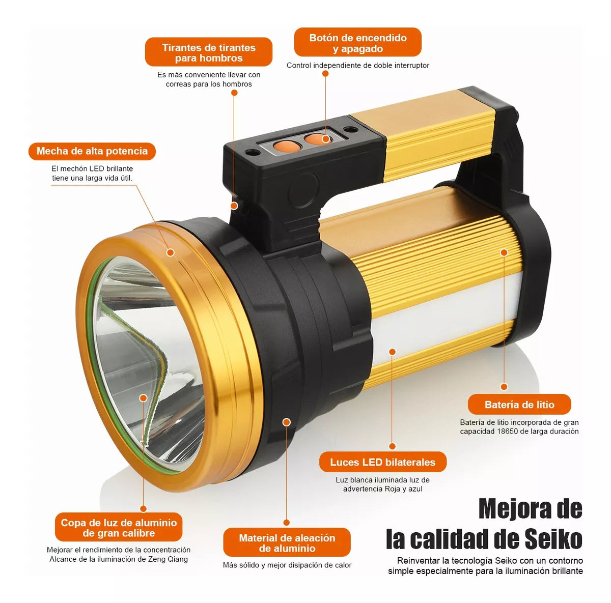 Preventa:Linterna Recargable Led De Manoalta Potencia Lampara Tactica