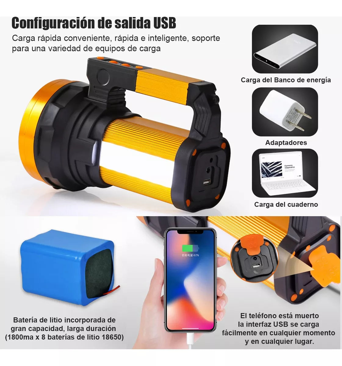 Preventa:Linterna Recargable Led De Manoalta Potencia Lampara Tactica