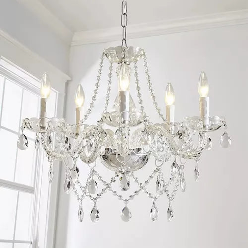 Dopwii Lampara Colgante Vintage Cristal Para Sala 5 Luz