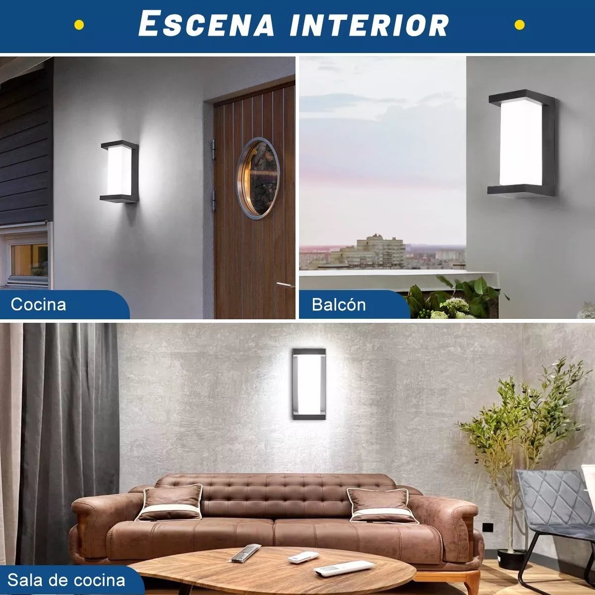 DOPWII Lámpara De Pared Para Interior/exterior 18w Luz Blanca Ip65
