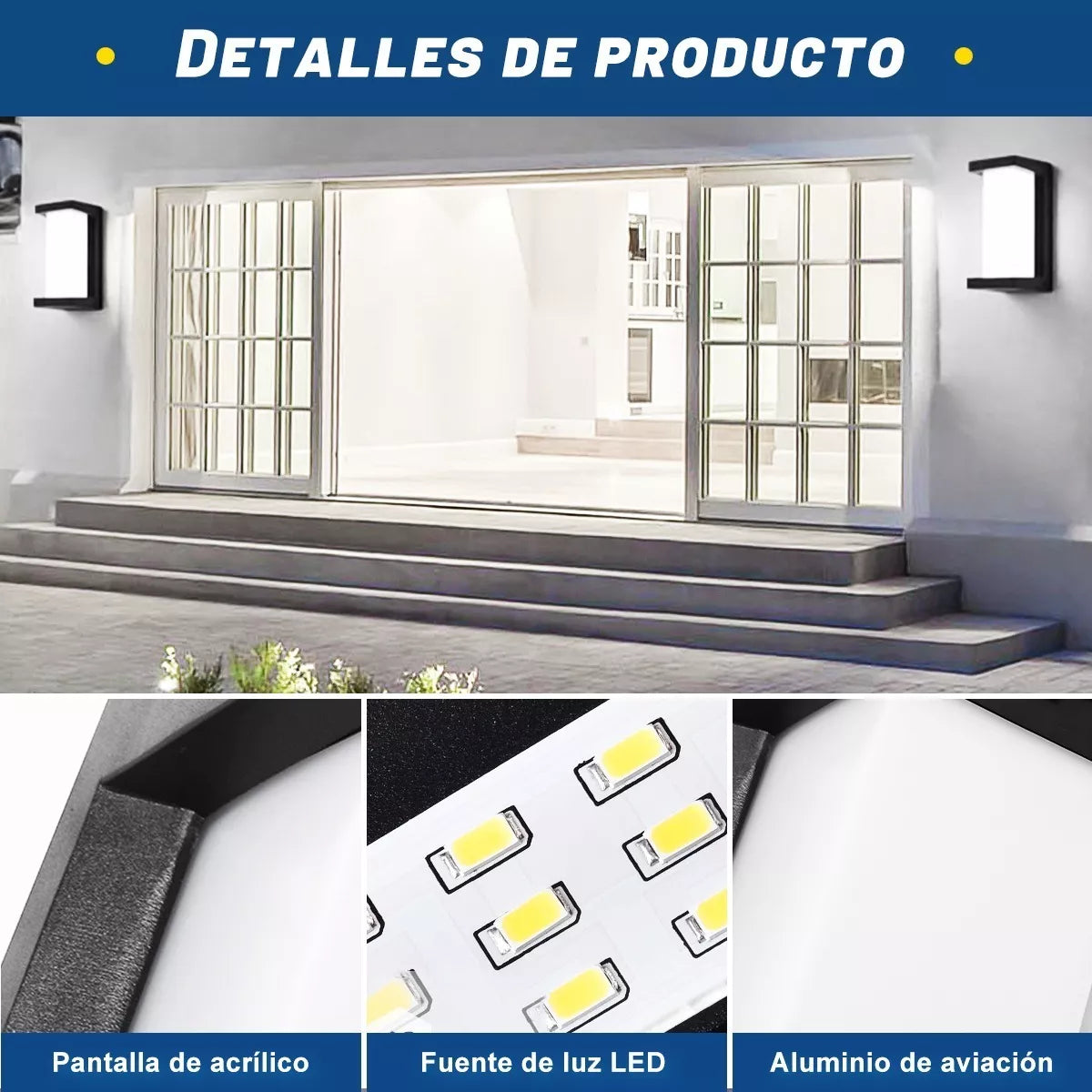 DOPWII Lámpara De Pared Para Interior/exterior 18w Luz Blanca Ip65