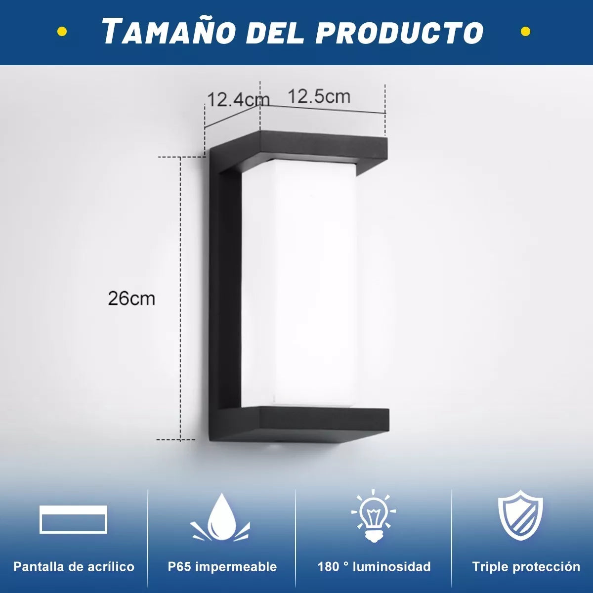 DOPWII Lámpara De Pared Para Interior/exterior 18w Luz Blanca Ip65
