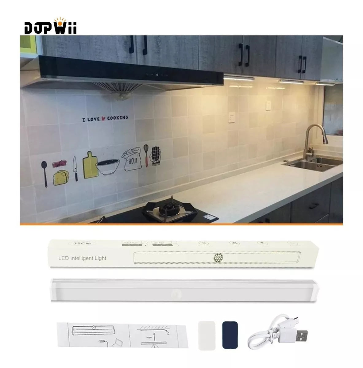 DOPWII Lámparas Sensor De Movimiento Luz Usb Regulable 20 Focos Led