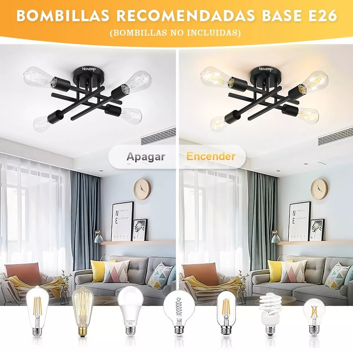 DOPWII Lámpara De Techo Moderna Colgantes De Techo 4 Luces E26