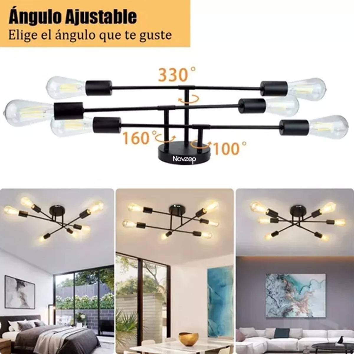 Dopwii Lámpara De Techo Colgante Iluminación Moderna Negro 6 Luces