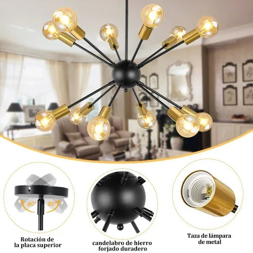 Dopwii Lámpara De Techo Colgante Moderna Candelabro E26 De 12 Luces