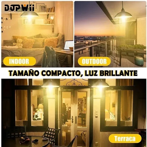 Dopwii Lámpara Solar Recargable Con 3 Cabezales Ajustables 60 Led