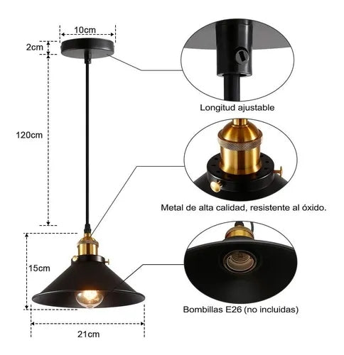 Dopwii Lámpara Industrial De Techo Iluminación El Hogar E26 3pcs