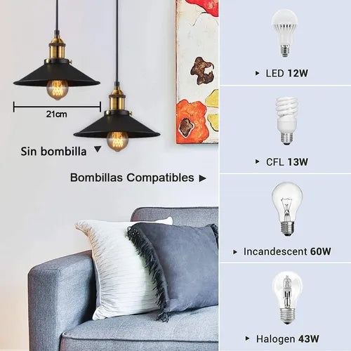 Dopwii Lámpara Industrial De Techo Iluminación El Hogar E26 3pcs