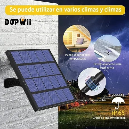 Dopwii Lámpara Solar Recargable Con 3 Cabezales Ajustables 60 Led