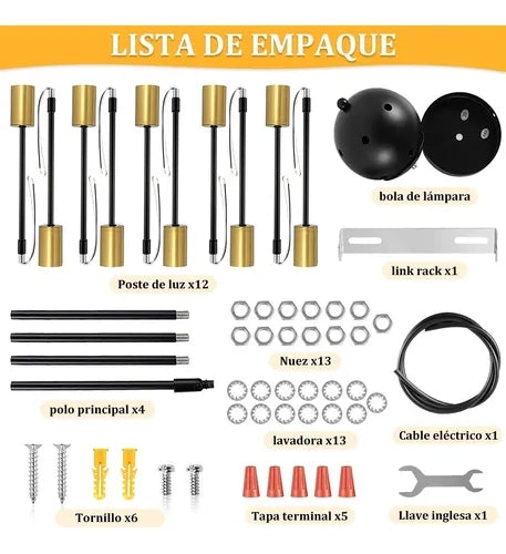 Dopwii Lámpara De Techo Colgante Moderna Candelabro E26 De 12 Luces