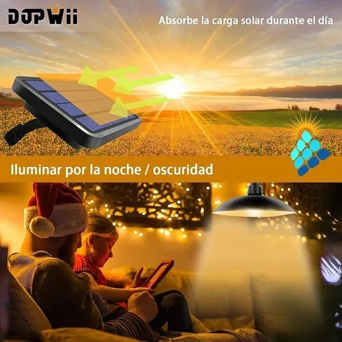 Dopwii Lámpara Solar Recargable Con 3 Cabezales Ajustables 60 Led