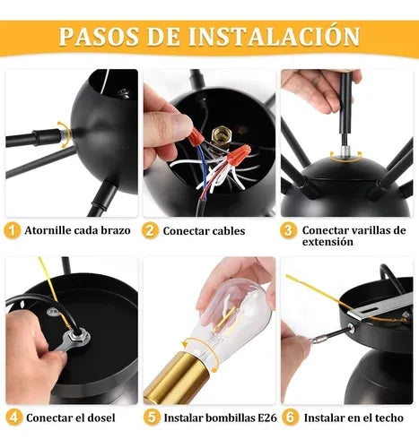 Dopwii Lámpara De Techo Colgante Moderna Candelabro E26 De 12 Luces