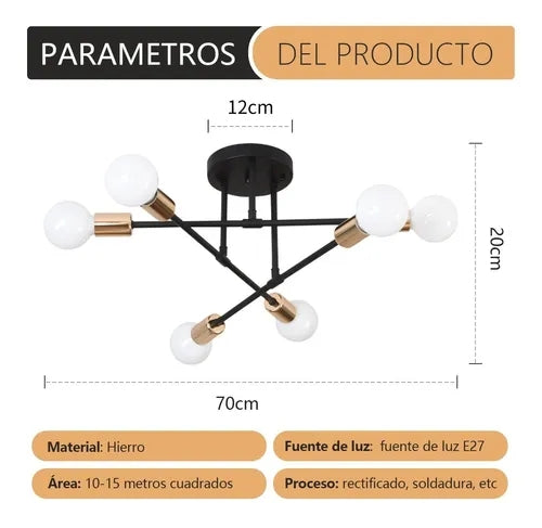 Dopwii Lámpara De Techo De 6 Luces