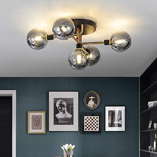 Preventa: Lámpara Vintage LED Sputnik de 5 luces con pantallas de vidrio gris ahumado