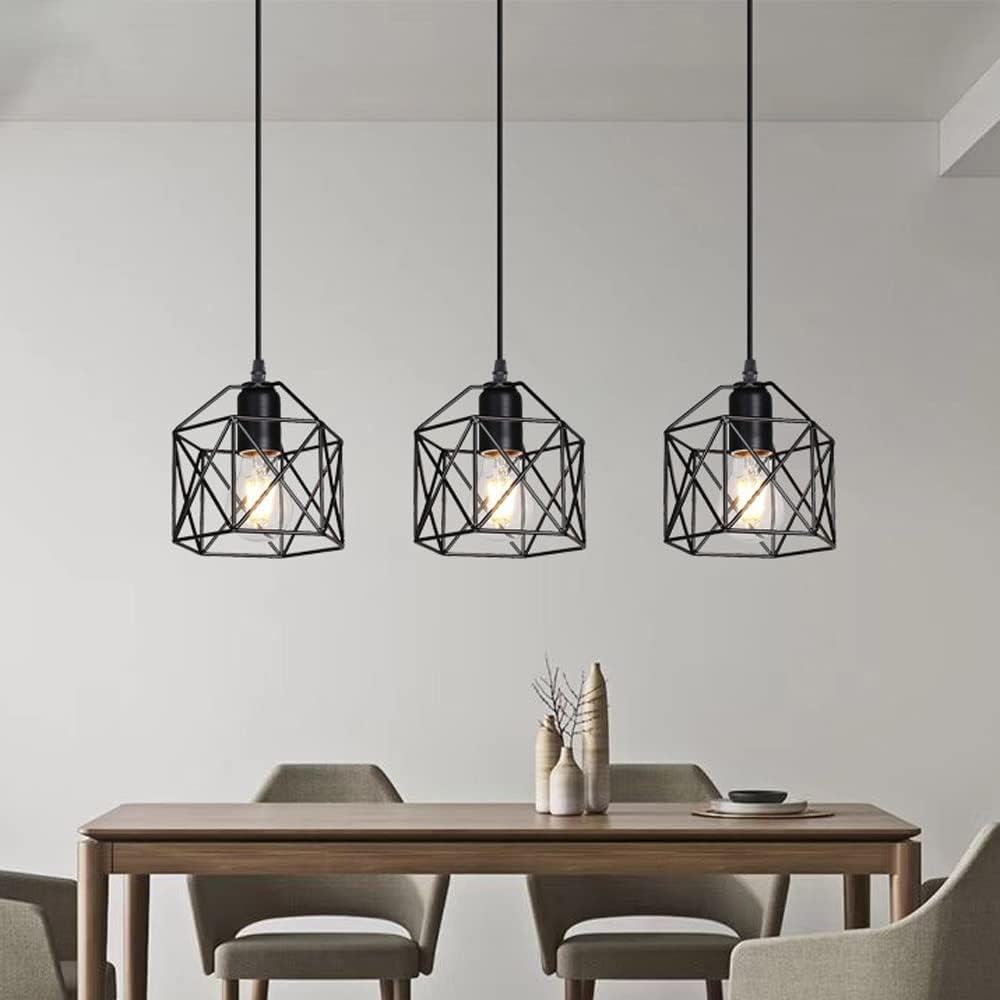 DOPWII Lámparas de Techo con 3 Cabezales, Lluminación Colgantes de Metal Negro