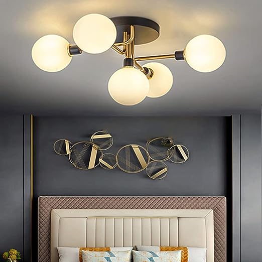 Preventa: Lámpara Vintage LED Sputnik de 5 luces con pantallas de vidrio lechoso