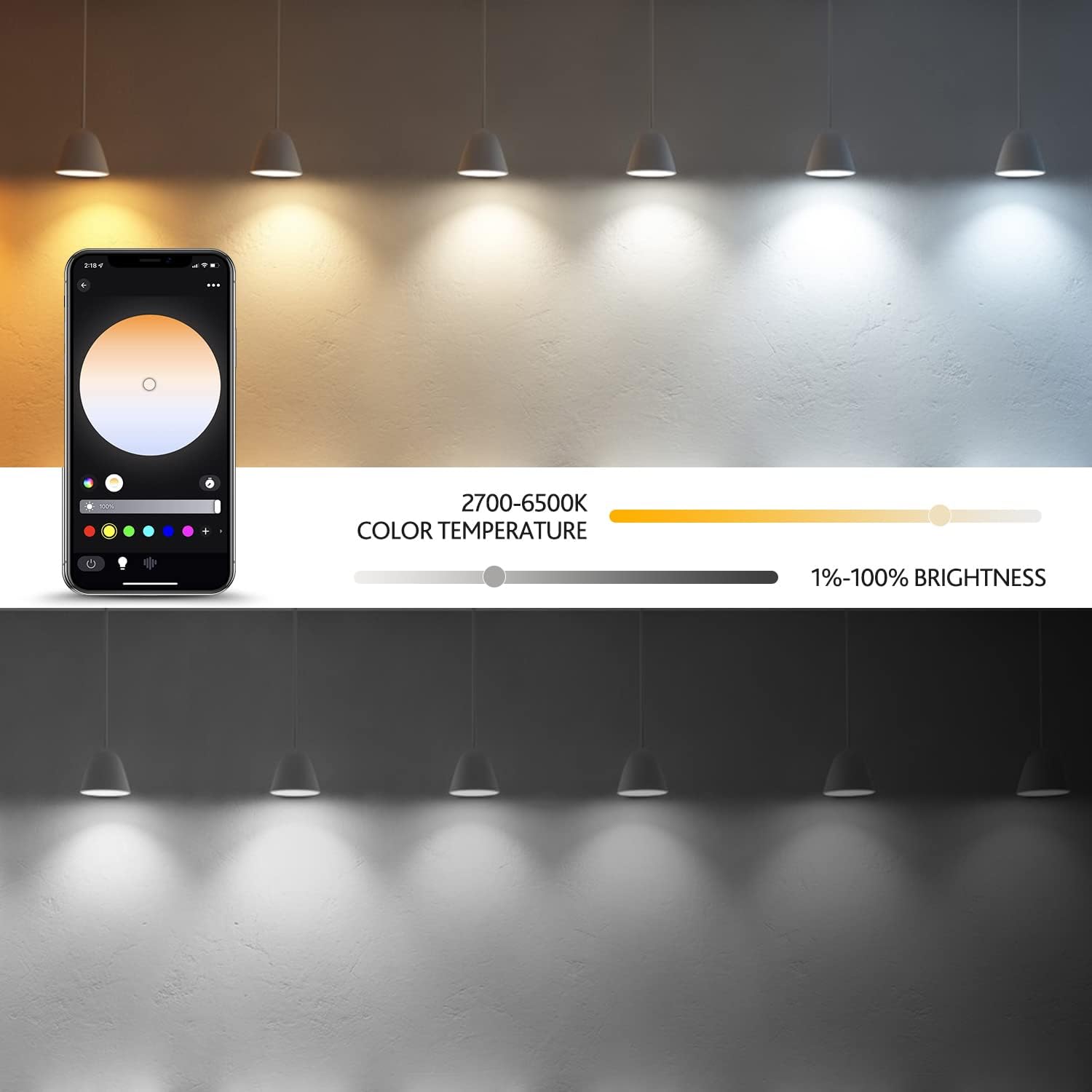 Preventa: Focos Inteligentes Alexa, 4Pcs Foco RGB Led 9W (Equivalente a 80W) 800lm, Control Remoto de APP, WiFi y Bluetooth, Alexa y Google Compatible