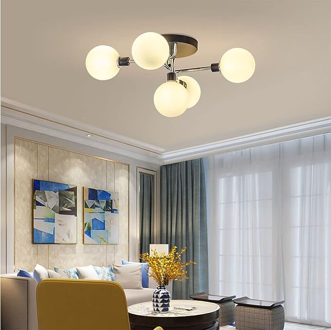 Preventa: Lámpara Vintage LED Sputnik de 5 luces con pantallas de vidrio lechoso