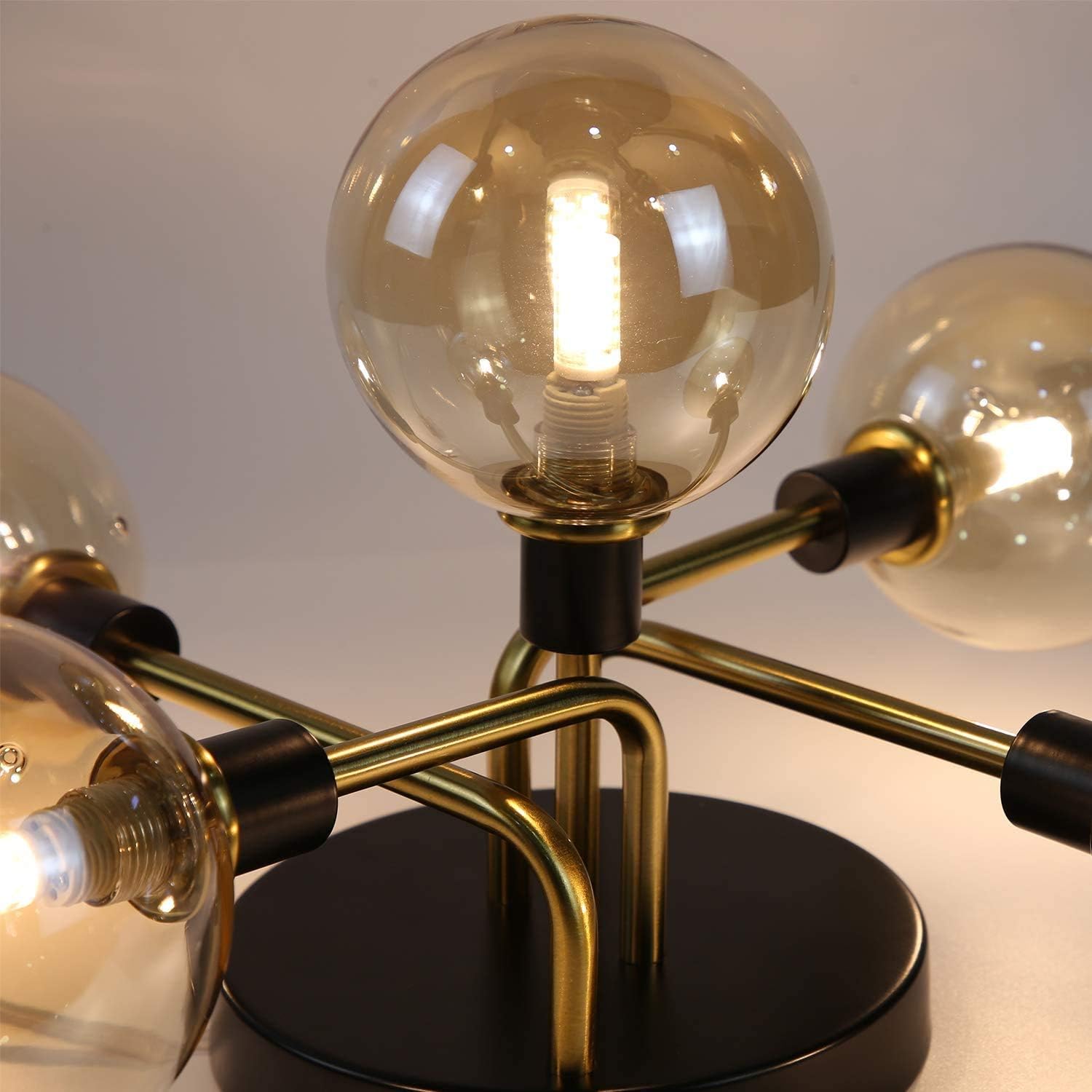 Preventa: Lámpara Vintage LED Sputnik de 5 luces con pantallas de vidrio ámbar