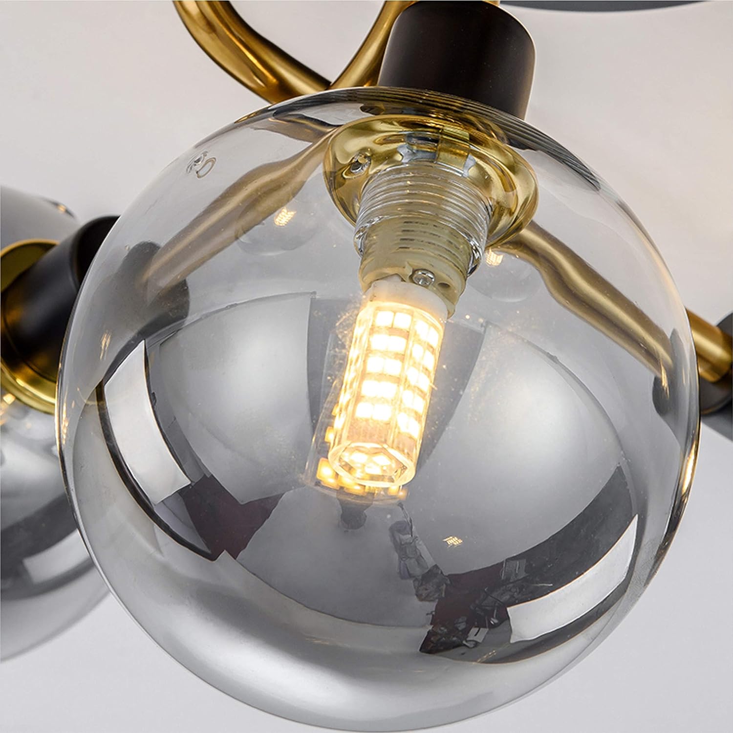 Preventa: Lámpara Vintage LED Sputnik de 5 luces con pantallas de vidrio gris ahumado