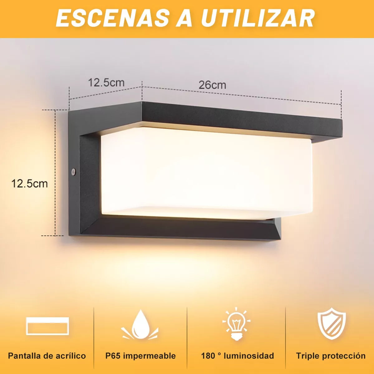 DOPWII Lámpara De Pared Exterior/interior Luz Cálida Impermeable