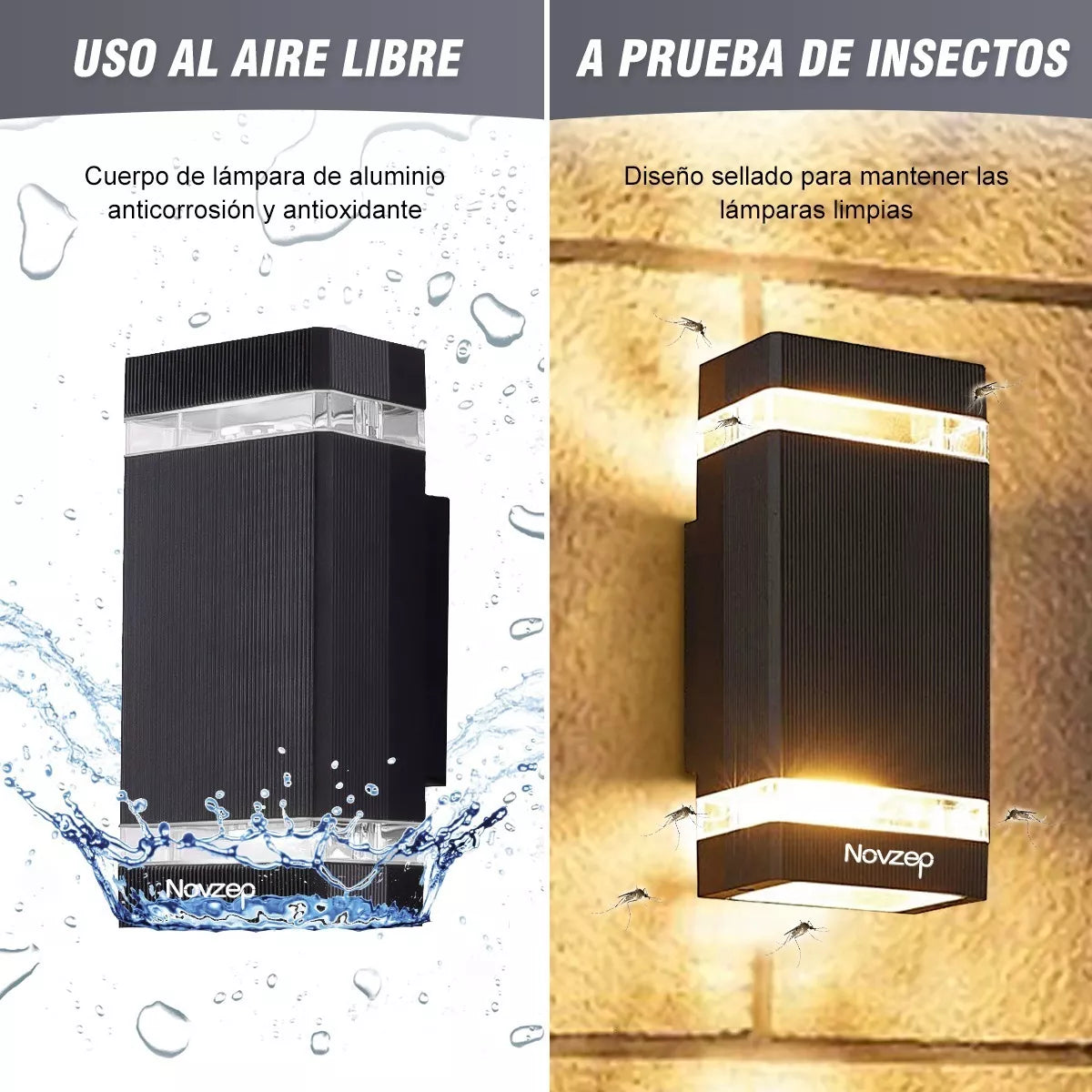 DOPWII Lámpara De Pared Interior/exterior Con 2 Focs Cálida