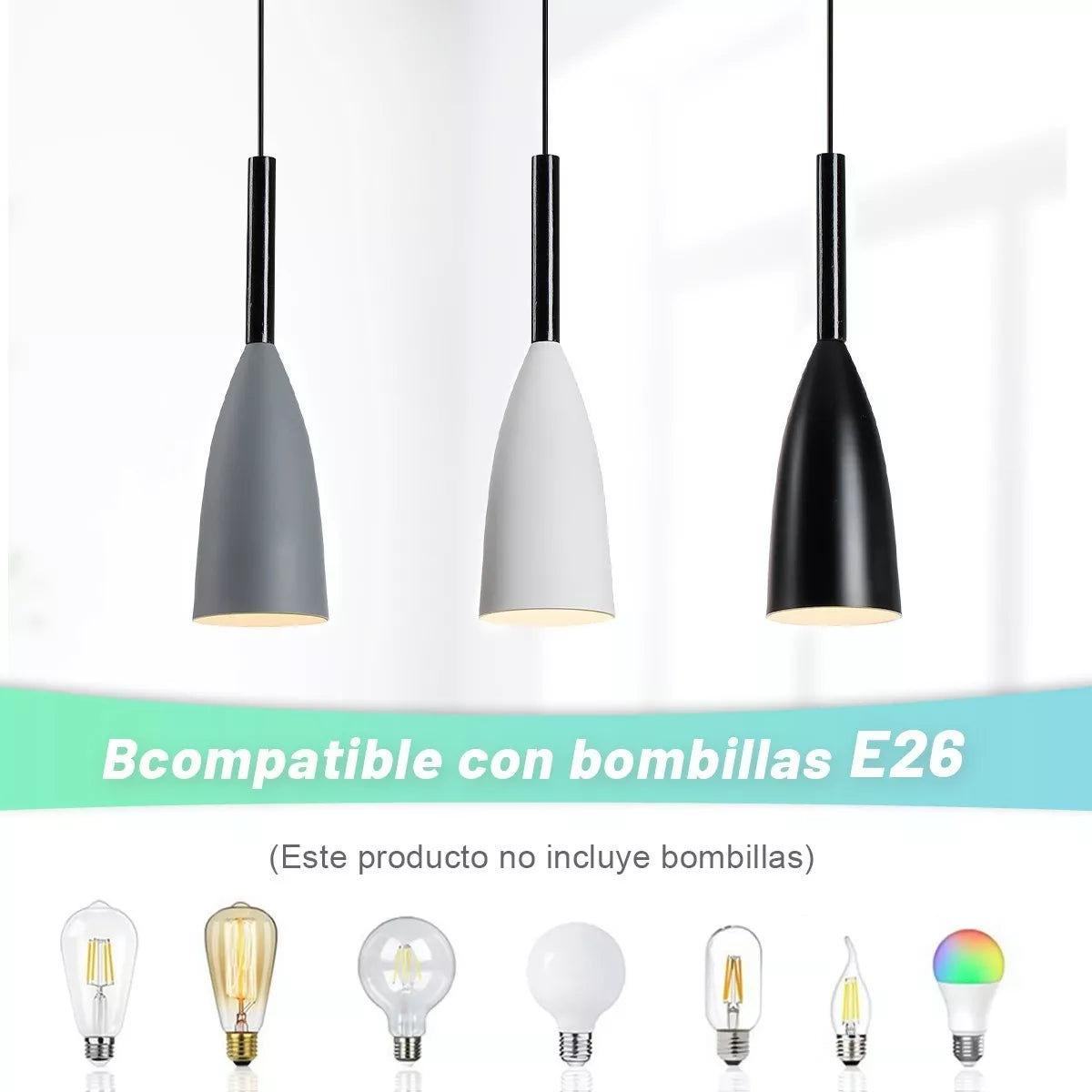 DOPWII 3 Lampara Techo Colgante Moderna E26 Industrial Colgantes