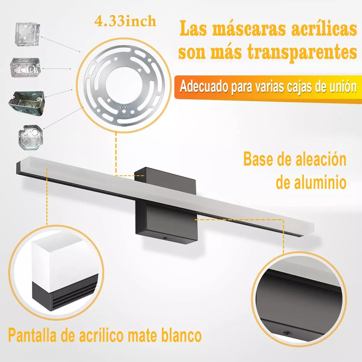 DOPWII Lámpara De Pared Para Espejo De Baño Luz Moderno Led 60cm
