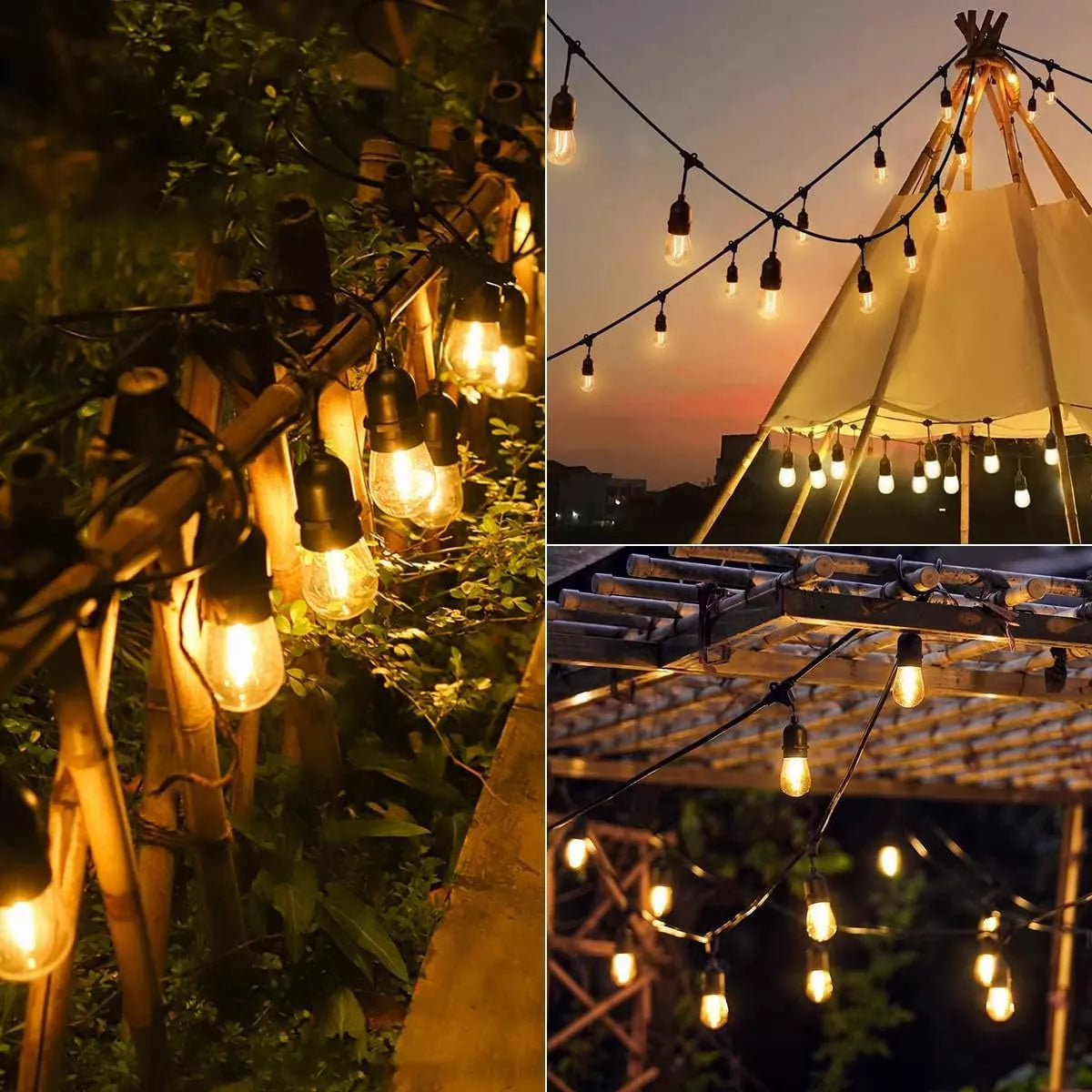 DOPWII Guirnalda De Luces 15+1 Led S14 Focos 15m Exterior Vintage