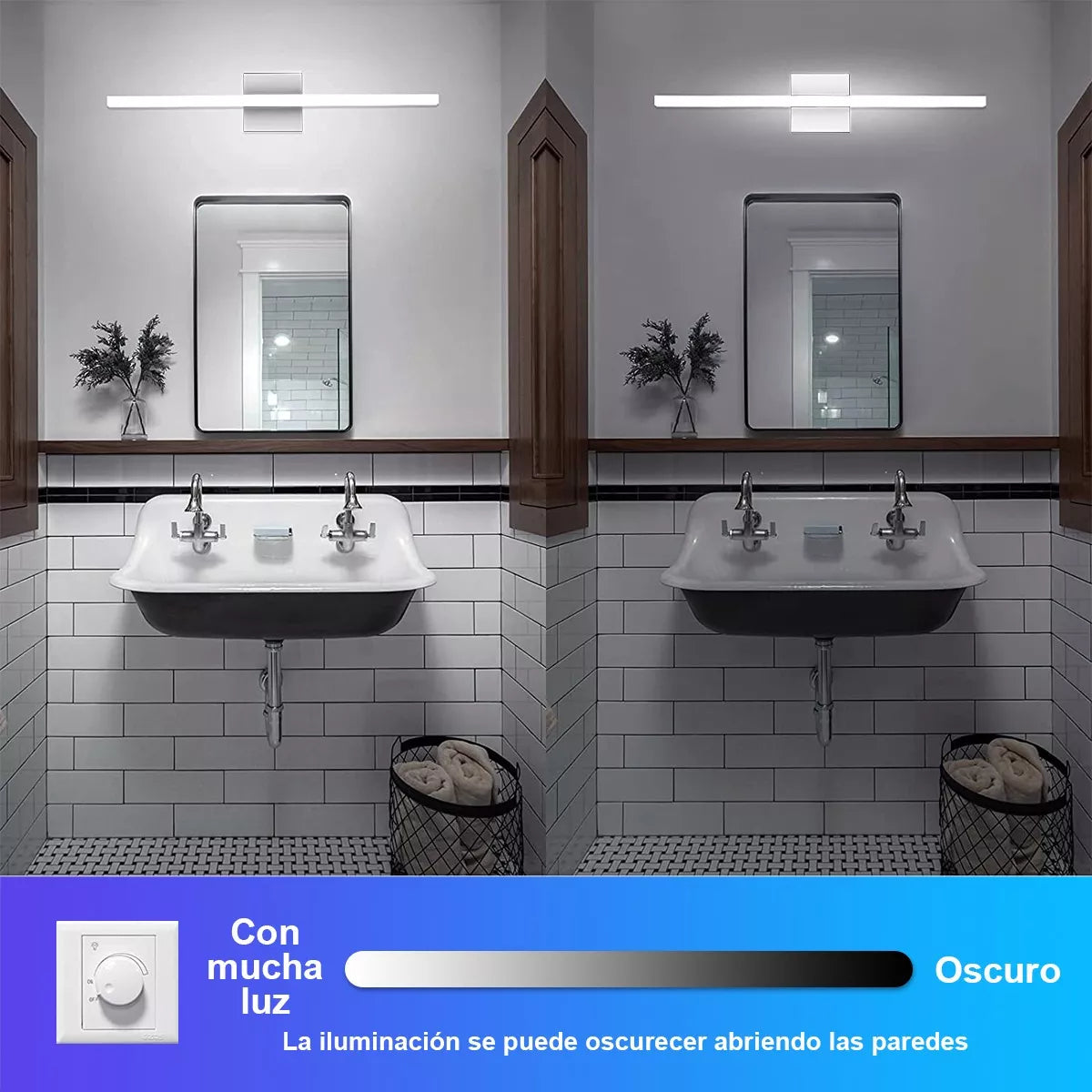 DOPWII Lámpara De Pared Para Espejo De Baño Luz Moderno Led 60cm