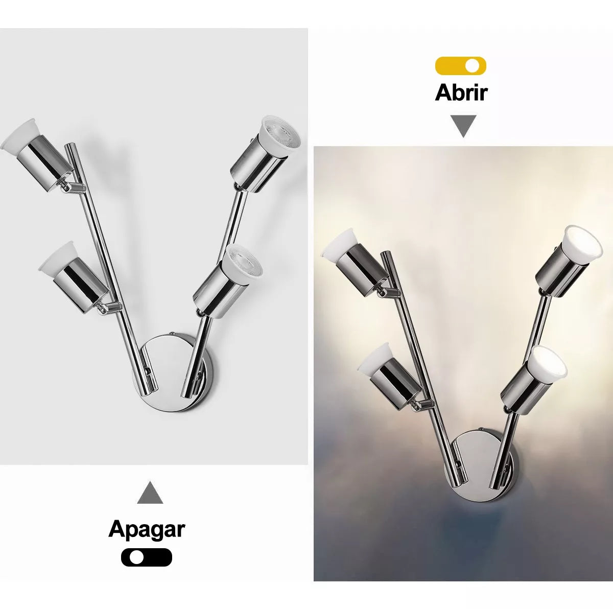 DOWPII Lámpara De Techo Iluminación De Riel Led Incluye 4 Bombillas