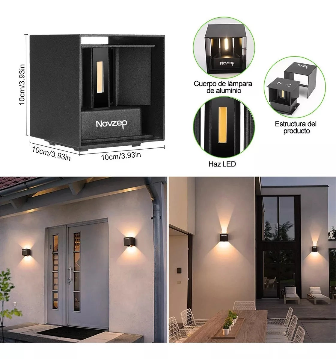 DOPWII Lámpara De Pared Interior Luz Impermeable Exterior 2pc