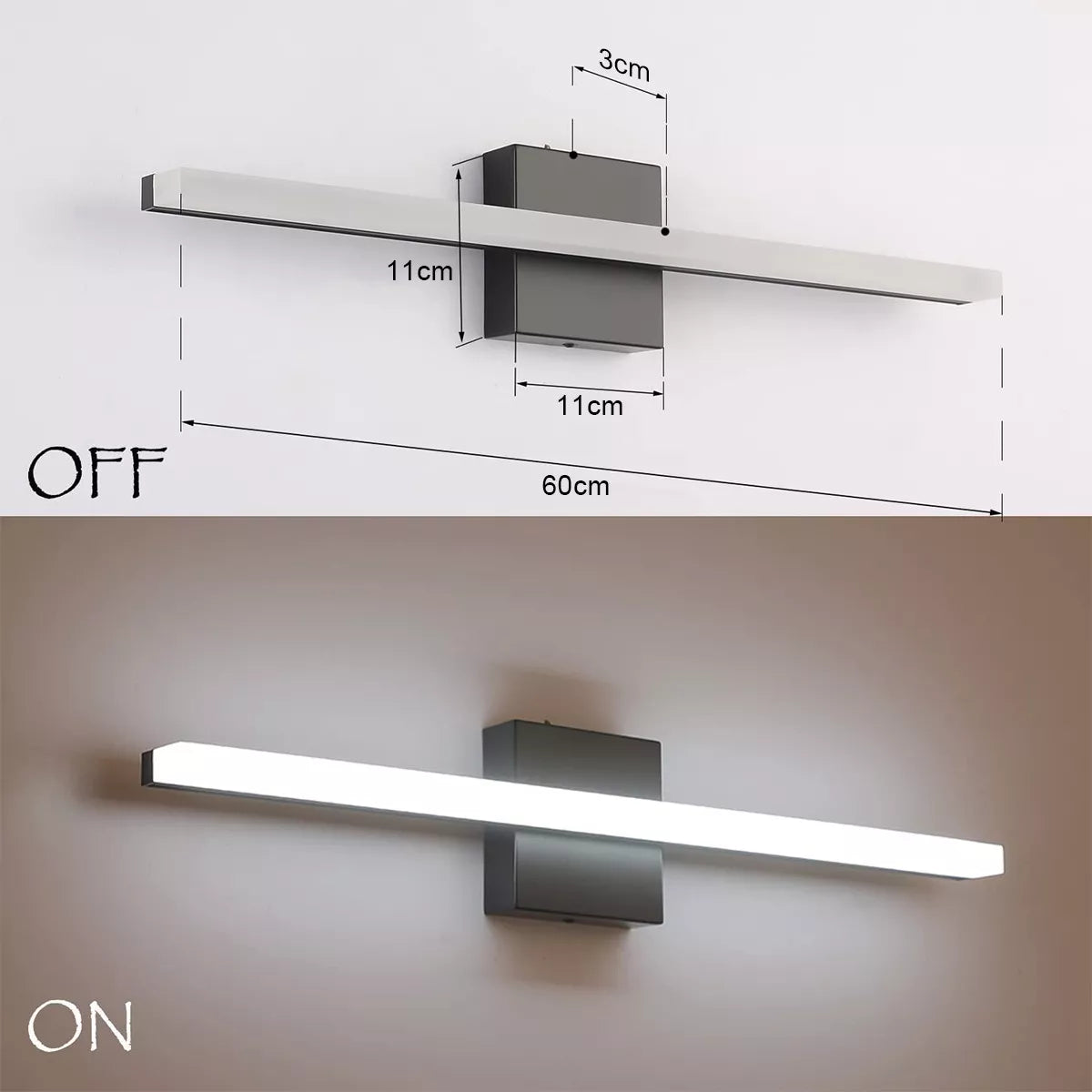 DOPWII Lámpara De Pared Para Espejo De Baño Luz Moderno Led 60cm
