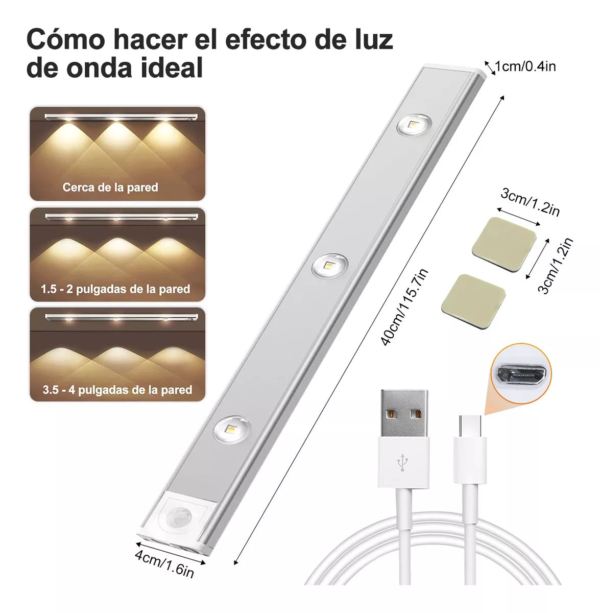 DOPWII Lamparas De Pared Led Inteligentes Interior Con Sensor 40cm