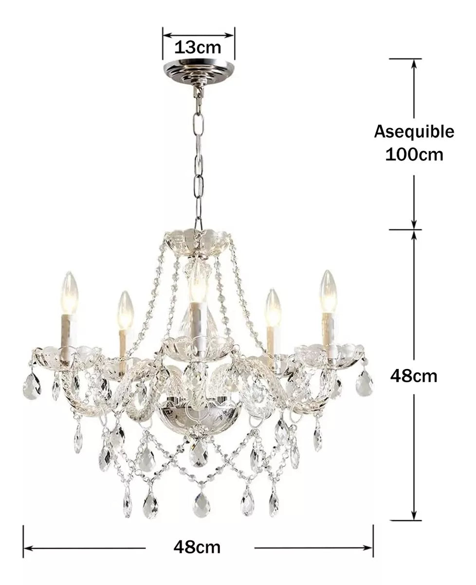 Dopwii Lampara Colgante Vintage Cristal Para Sala 5 Luz