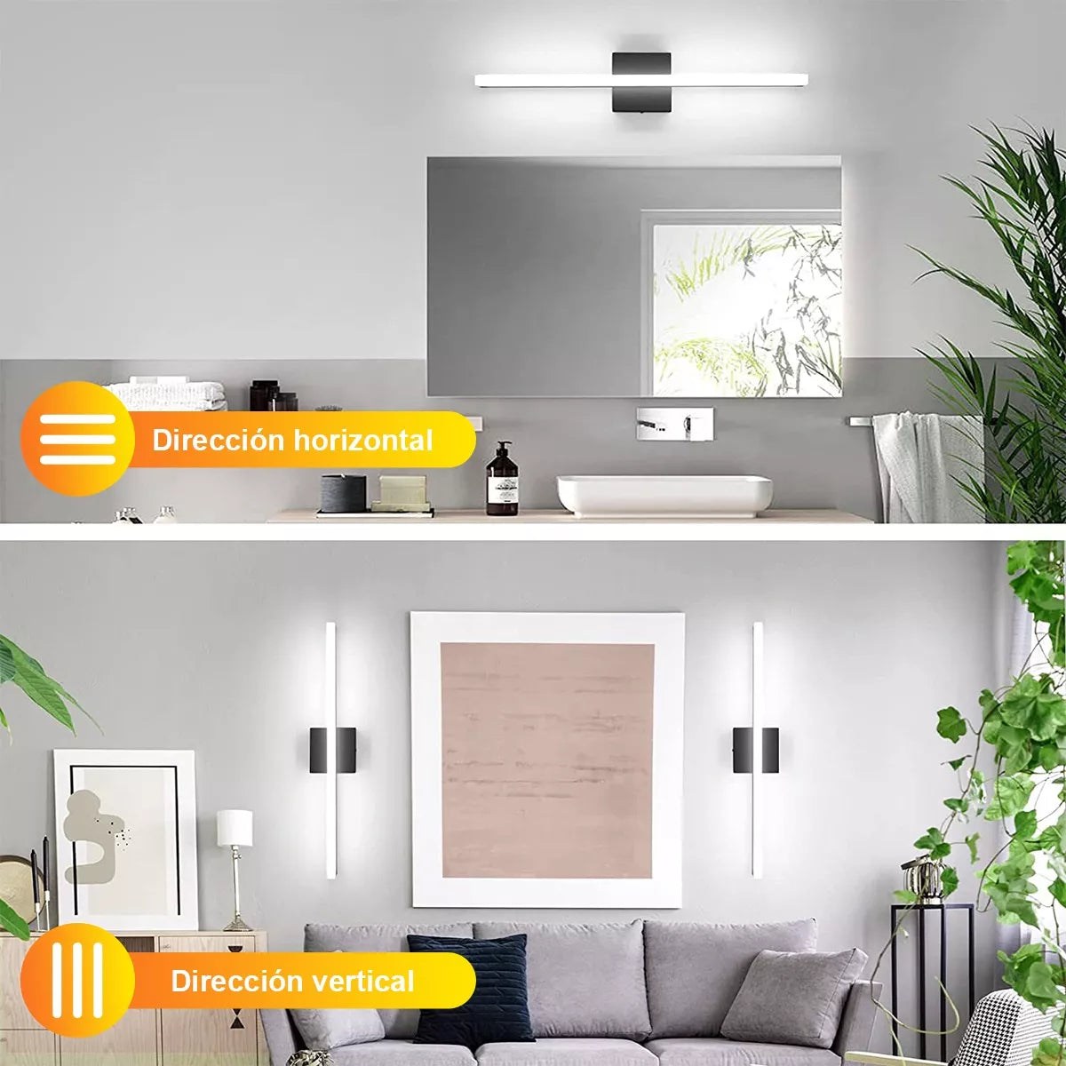 DOPWII Lámpara De Pared Para Espejo De Baño Luz Moderno Led 60cm