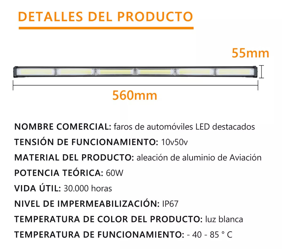 DOPWII Barra Torreta Estrobo Código Leds Cob Policia 34 PuLG 60w