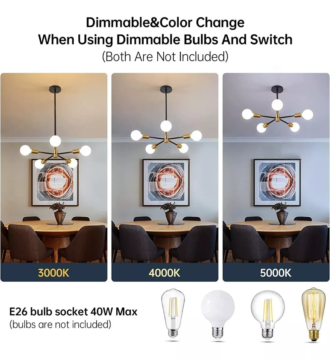 DOPWII Lámpara De Techo Moderna Colgante Negro Y Dorado 5 luce