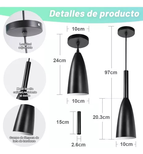 DOWPII 3 Lampara Techo Colgante Moderna E26 Industrial Colgantes